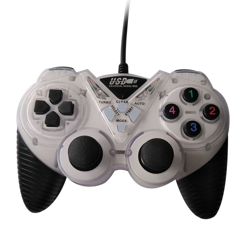 USB Vibration Game Transparent Colorful Computer PC Wired Controller E-sports_voghion.com