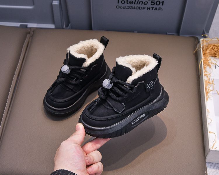 2024 Winter Neue Kinder 21-30 Größe Jungen und Mädchen Plüsch Kurze Stiefel Warme Baumwolle Schuhe Trendy_voghion.com