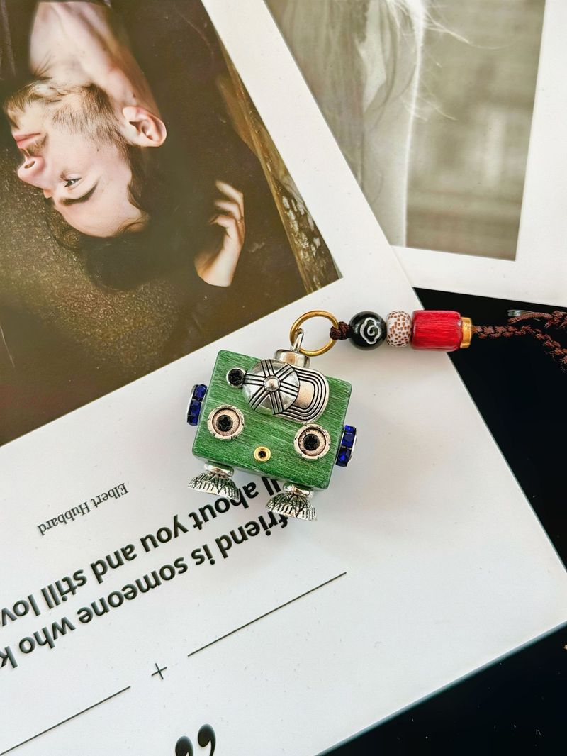 Collana con ciondolo a forma di robot punk, portachiavi in legno, ciondolo a forma di catena per cellulare per ragazzi e ragazze._voghion.com