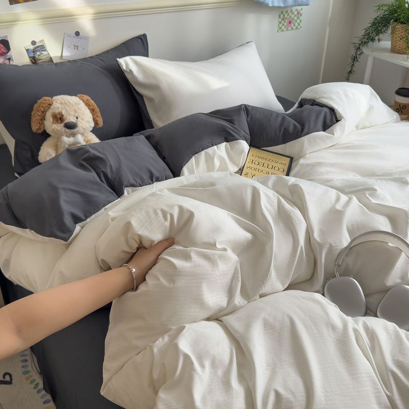 Nordic Style A-Class Baby Ultra-Soft Quilt Cover Bed Sheet Four-Piece Light Luxury Bedding Student Dormitory Three-Piece_voghion.com