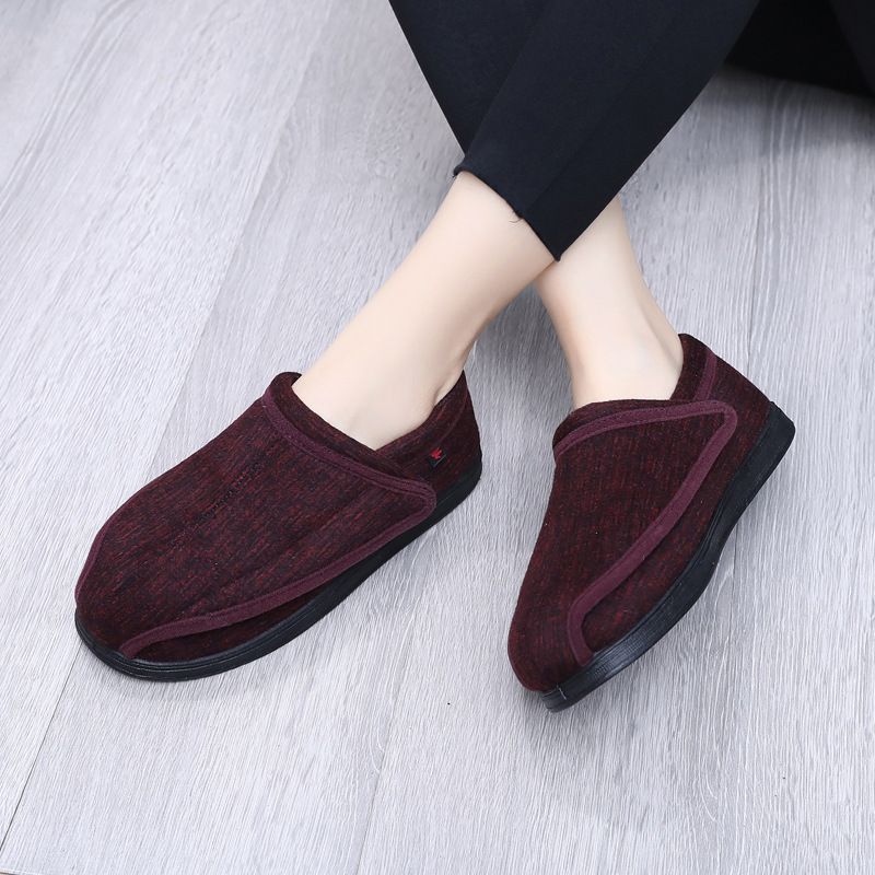 Ziwa Ge Winter New Warm Fleece-Lined Thickened Cloth Widened Velcro Shoe Top Openable Comfortable Cotton Shoes_voghion.com
