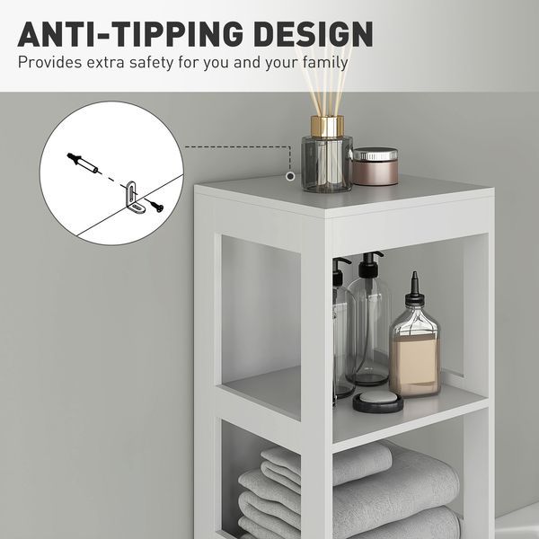 HOMCOM Narrow Bathroom Storage Cabinet, Bathroom Cabinet With 3 Drawers & 2 Open Shelves, Slim Bathroom Floor Cabinet, White_voghion.com