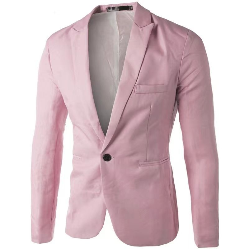 Abito piccolo casual alla moda europea, giacca da abito slim fit a un bottone versione coreana, da uomo_voghion.com