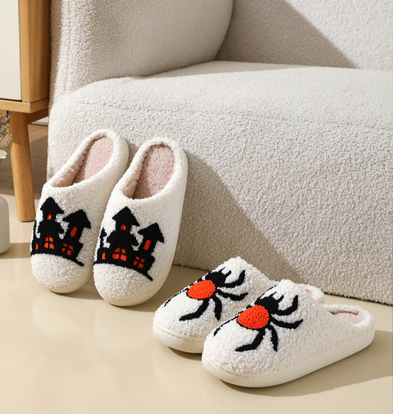 2024 Autunno/Inverno Cartone animato Cotone per coppie femminili, Arredamento per la casa antiscivolo, Calore interno, Pantofole di Halloween_voghion.com