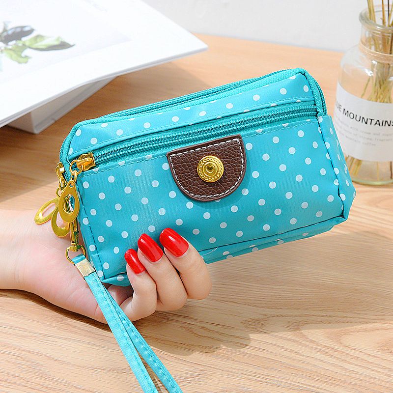 Four-Zipper Nylon Fabric Handheld Short Wallet For Women, Coin Key Large Screen Phone Wristlet Small Mommy Bag_voghion.com
