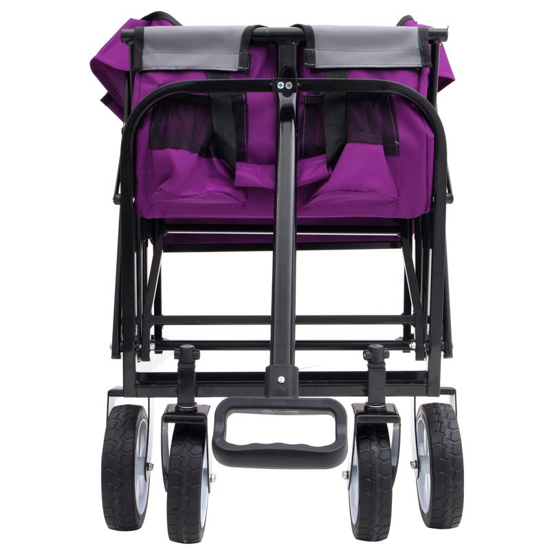 Minimeetall Strap , Collapsible Foldable Wagon Cart With Strapping System Beach Wagon , Utility Cart , Utility Wagon Grocery Cart For Camping Shopping Sports Gardeing Fishing Supports 225lbs Purple_voghion.com