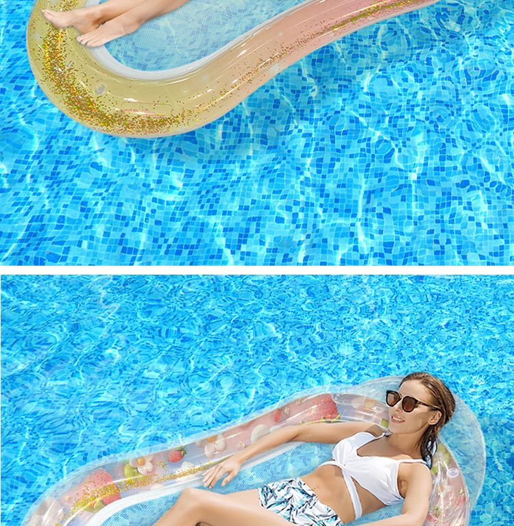 Gradient Transparent Mesh Floating Bed With Foldable Backrest - Inflatable Lounge Chair For Pool & Lake (Quick-Dry Heavy-Duty PVC Portable Design)_voghion.com