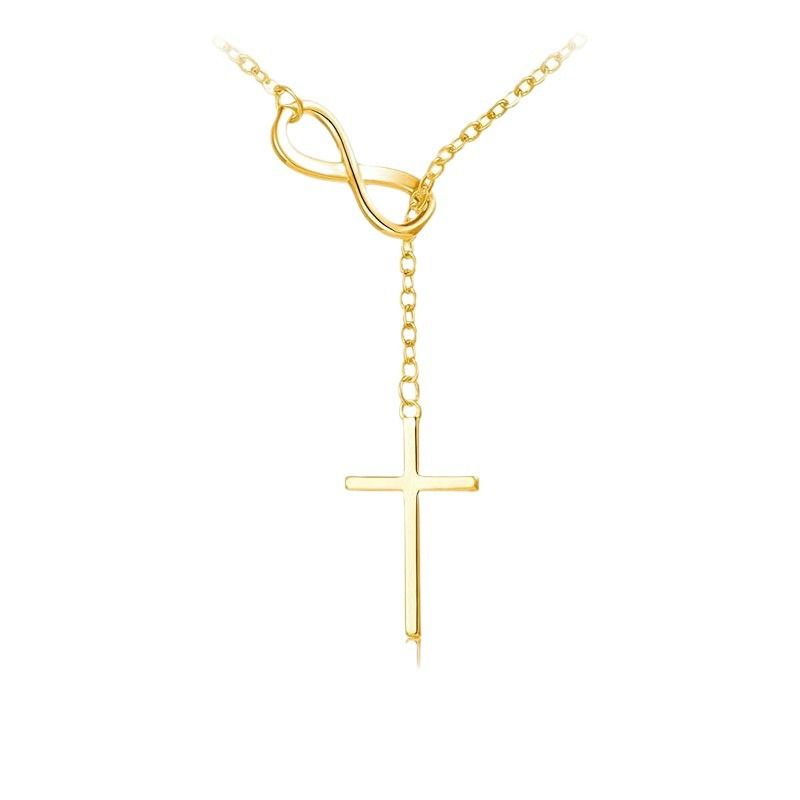 Collana con croce minimalista a forma di 8, catena per clavicola alla moda da donna_voghion.com