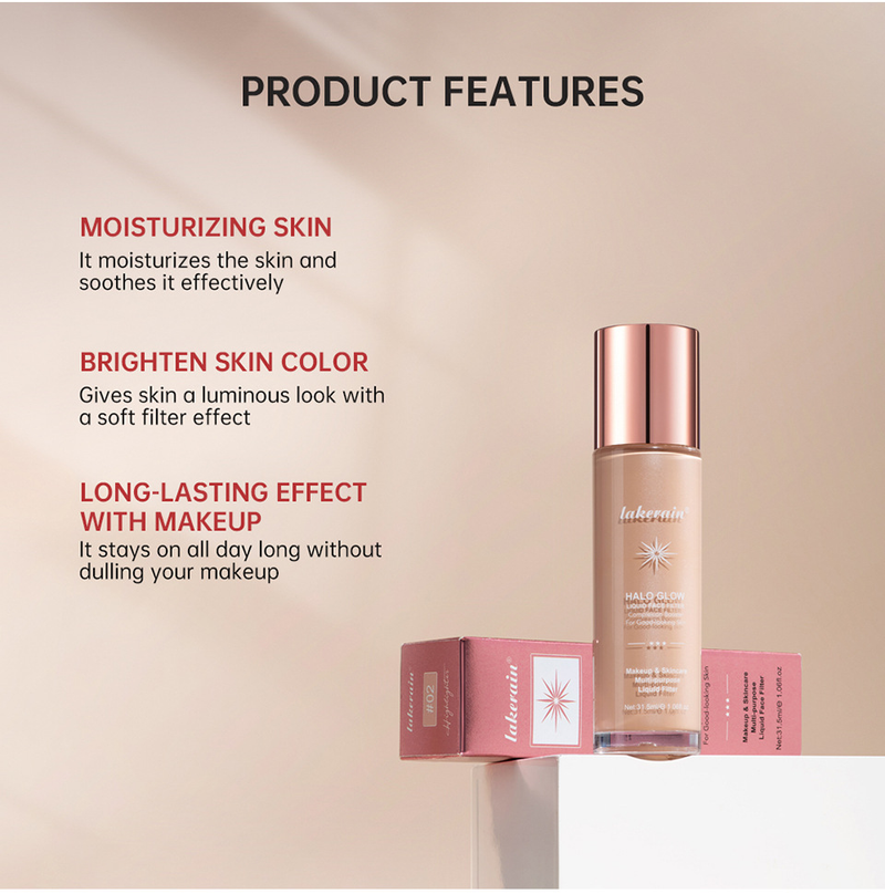 carina Lakerain Halo Glow Filter Facial Brightening and Long lasting Highlighting Liquid_voghion.com