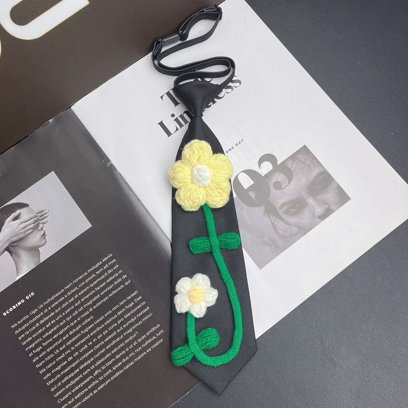 Niedliches, einzigartiges, lässiges, kurzes, trendiges Blumen-Krawatten-Set – kein Knoten erforderlich_voghion.com