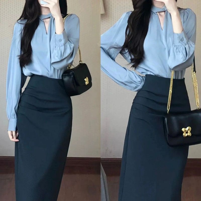2025 Spring New Women's Fashion High-End Commuting Professional Shirt And Skirt Fashionable Elegant Niche Two-Piece Set_voghion.com