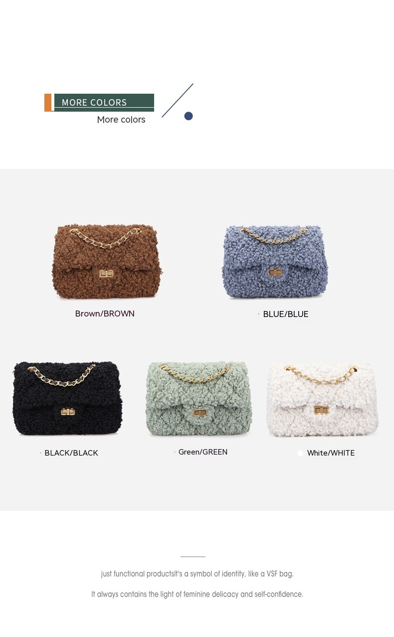 Borsa da donna nuova Maidu Borsa a tracolla in peluche nuova invernale Borsa da donna piccola in pelliccia profumata Tracolla a catena Borsa a tracolla singola in agnello_voghion.com
