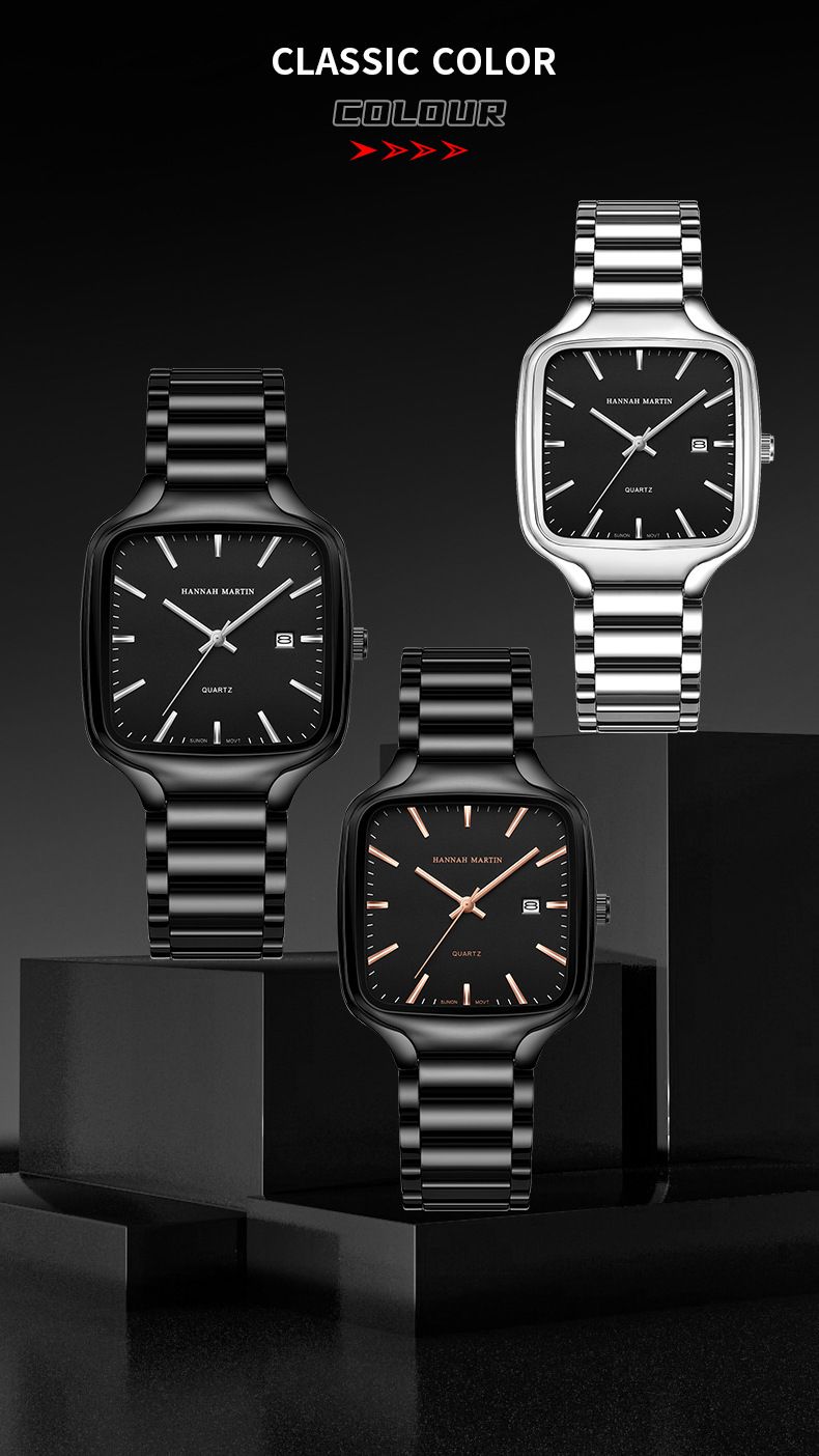 Hannah Martin New Men's Watch Square Waterproof Luminous Calendar Quartz Watch Fashionable And Casual_voghion.com