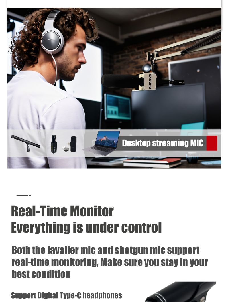 Wireless Handheld Condenser Shotgun Mic XLR Microphone Professional for streaming Video Broadcast Interview_voghion.com
