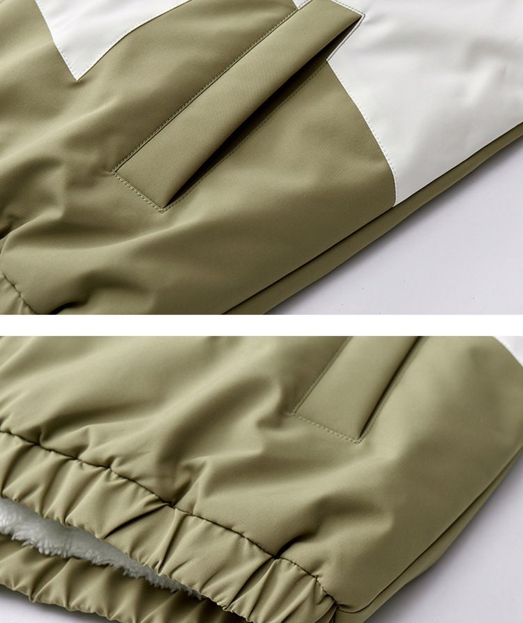 Youth Winter Fleece Jacket With Waterproof & Windproof Design, Thickened Polyester Outerwear For Teens, Trendy Color-Blocked Casual Coat_voghion.com