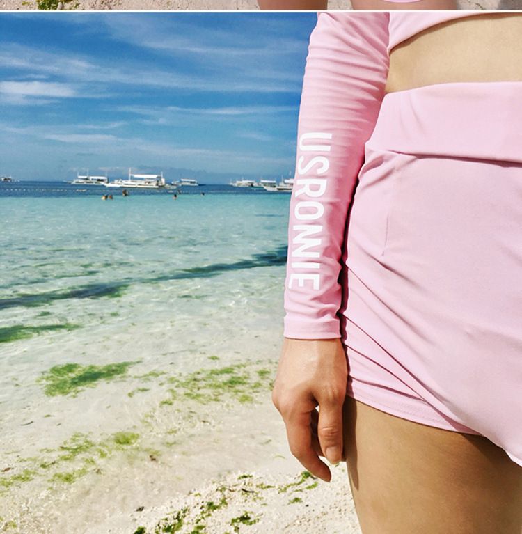 Damkläder Ny Delad Baddräkt Dam Konservativ Dragkedja Tvådelad Långärmad Solskyddsmedel Hög Midja Strandsemester Snorkling Baddräkt_voghion.com