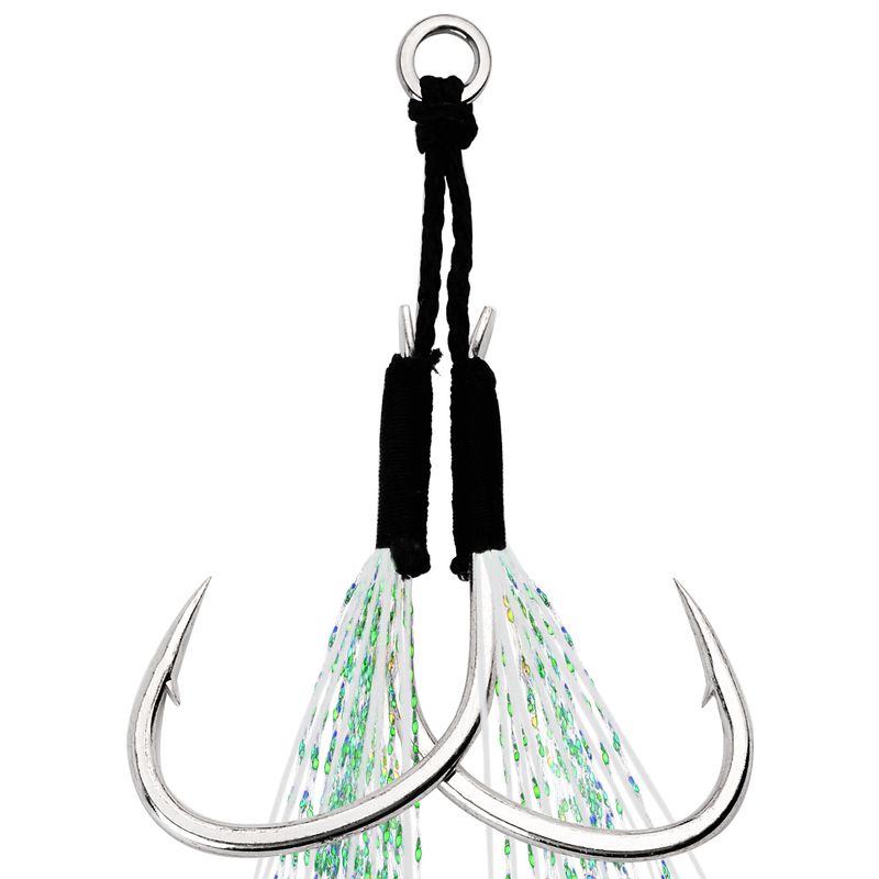 Double Lure Jig Strong Braided Line Knot Bright Silk Feather Boat Sea Fishing Single Hook_voghion.com