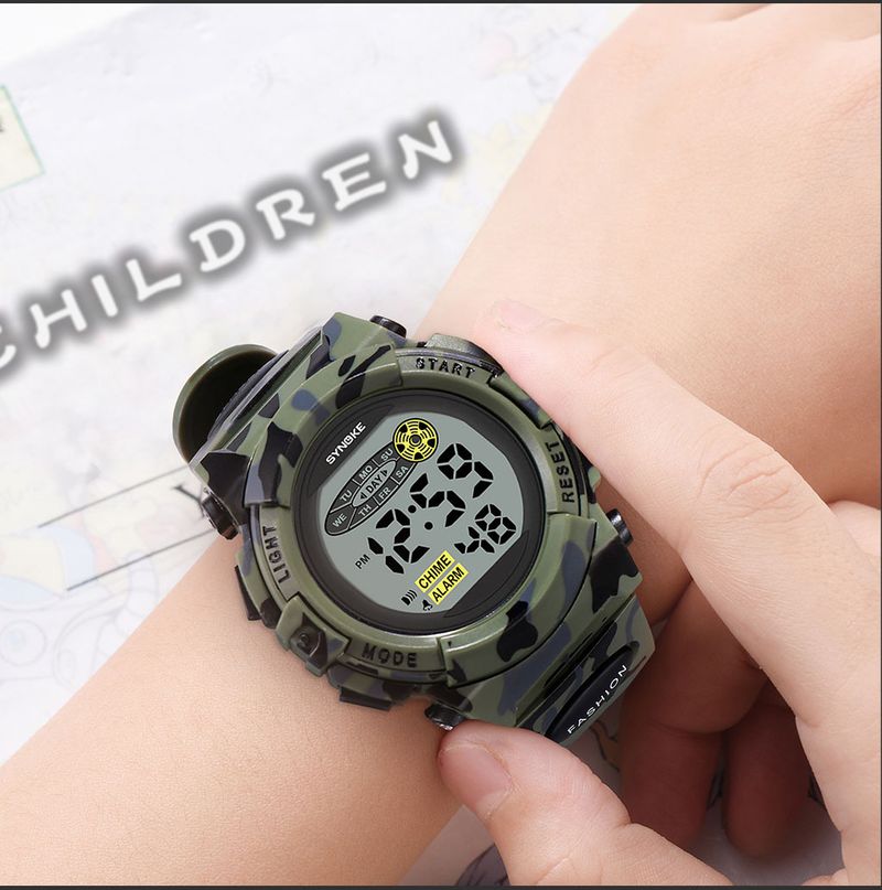 Unisex Digital Sports Watch With Camouflage Design, Multi-Color Night Light, Waterproof, Lightweight & Durable For Kids And Adults_voghion.com