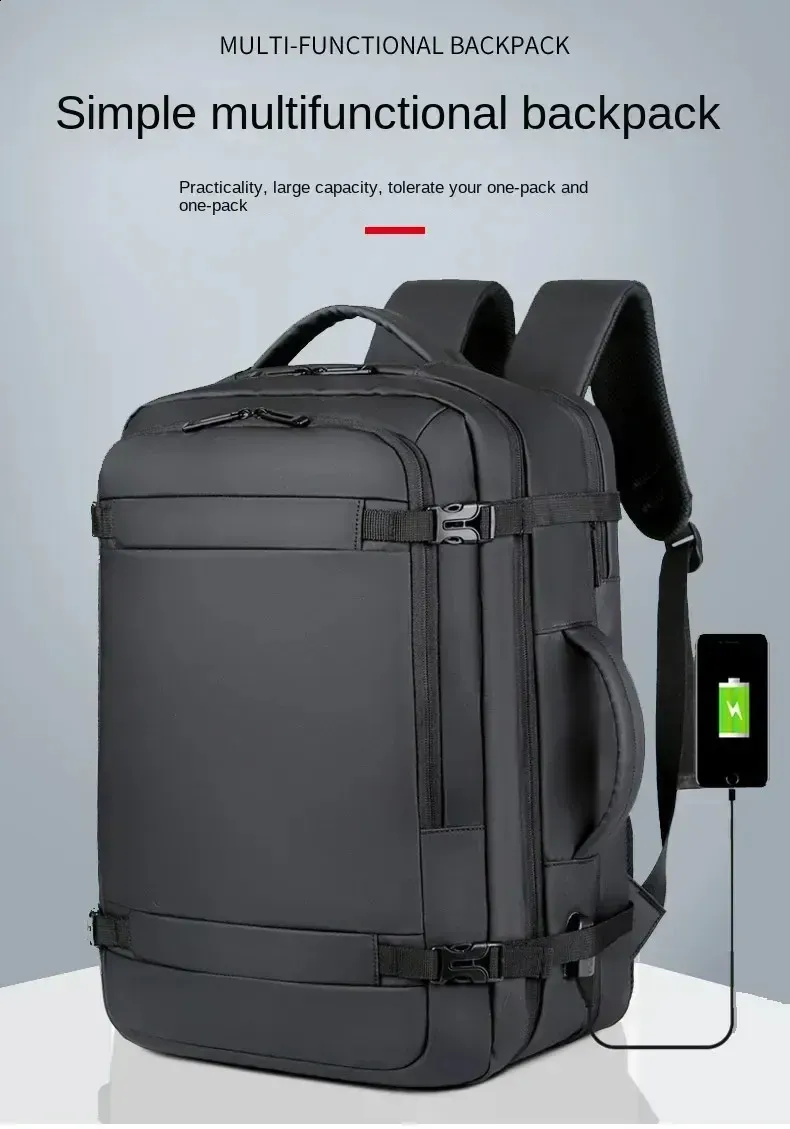 40L Expandable USB Travel Backpack Flight Approved Carry On Airplane Waterproof And Durable 17 Inch Mens 250408l_voghion.com