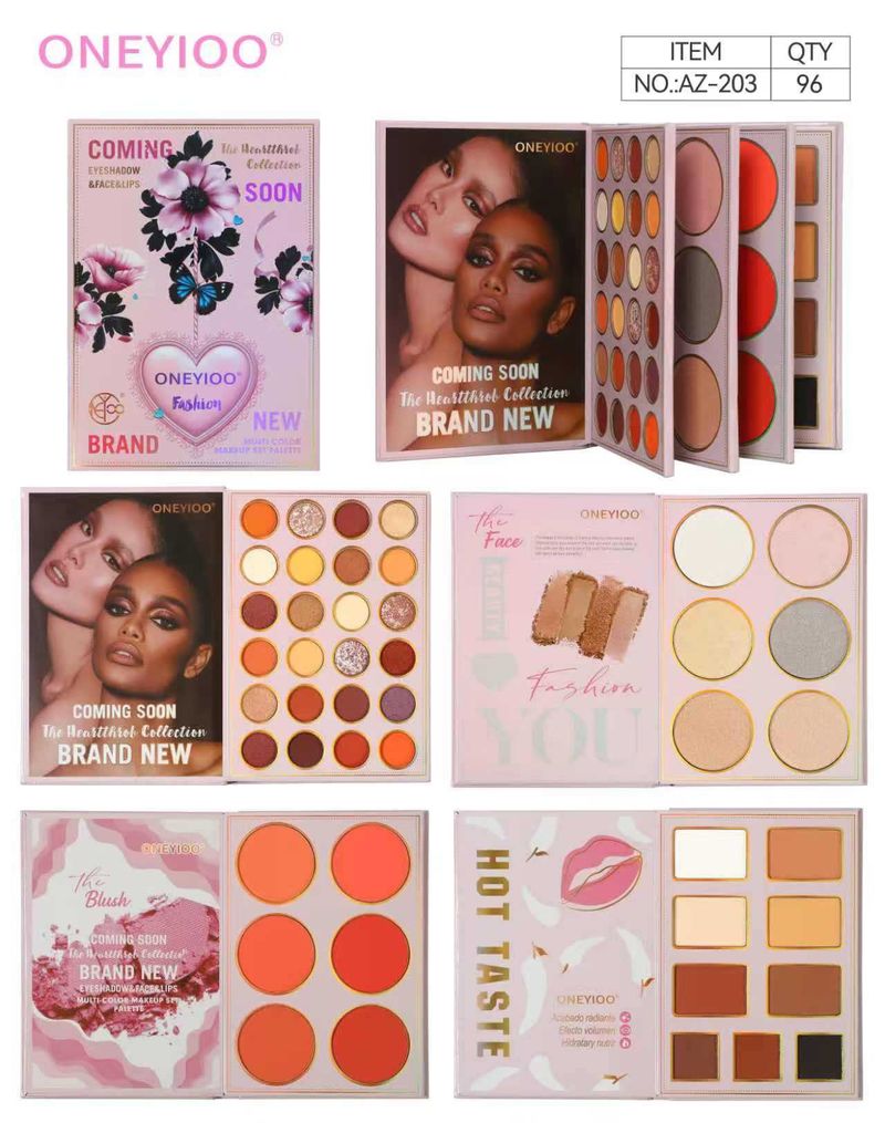 Lidschatten-Paletten-Kollektion im Stil eines Lidschattenbuchs, mattes Perlglanz-Rouge, alles in einer mehrfarbigen Make-up-Palette_voghion.com