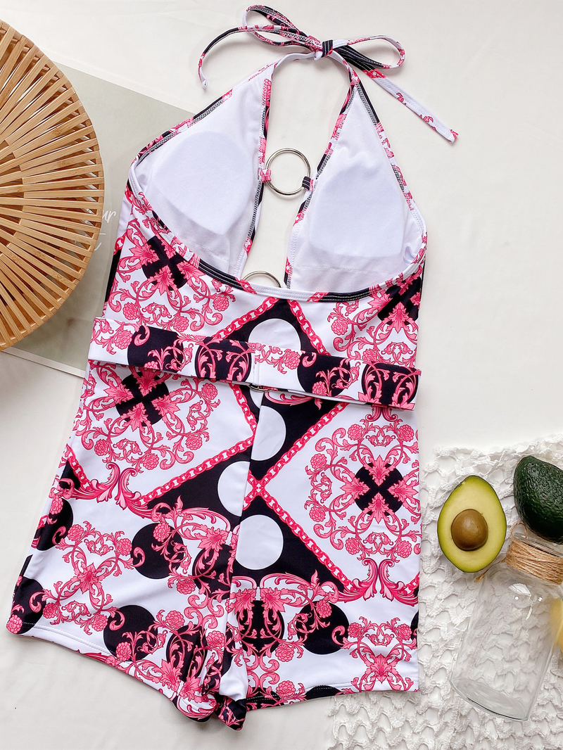 women's one-piece swimsuit hollow strap one-piece swimsuit QCB93_voghion.com