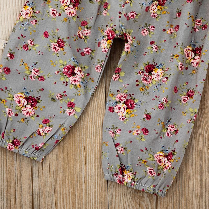 Abbigliamento per bambini per mamma e bambini Wish Popular Baby - Set di pantaloni a fiori color albicocca con fascia per capelli_voghion.com