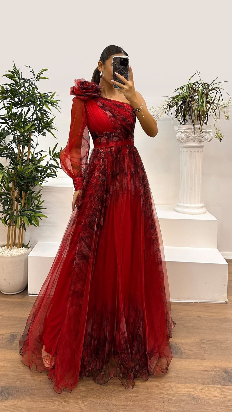 Vêtements pour femmes printemps et automne nouvelle robe imprimée en maille à épaules obliques Ins robe de soirée ample décontractée_voghion.com