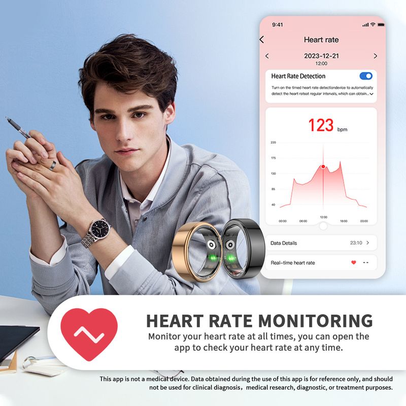 Rings Smart Ring Smart Ring Blood Oxygen Ring Waterproof Step Counting Healthy Sleep Ring_voghion.com