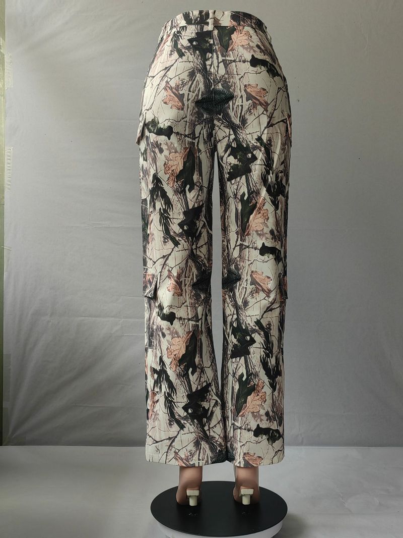 new fashion casual loose straight high waist stacked bag multi-color trousers_voghion.com