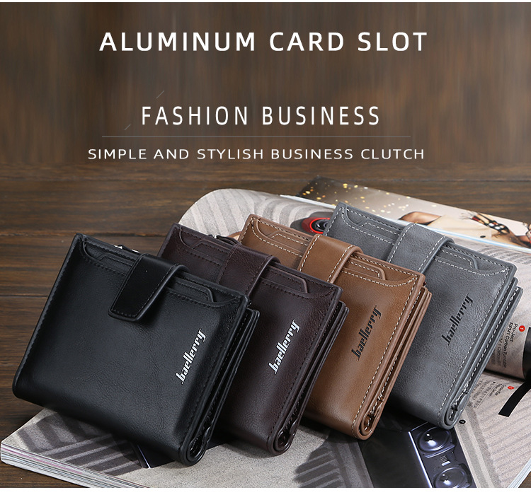 Baellerry Wallet Ανδρικό απλό κοντό πορτοφόλι Υψηλής ποιότητας κάθετη τσάντα ταυτότητας πολλαπλών καρτών Πορτοφόλι με φερμουάρ για κέρματα_voghion.com
