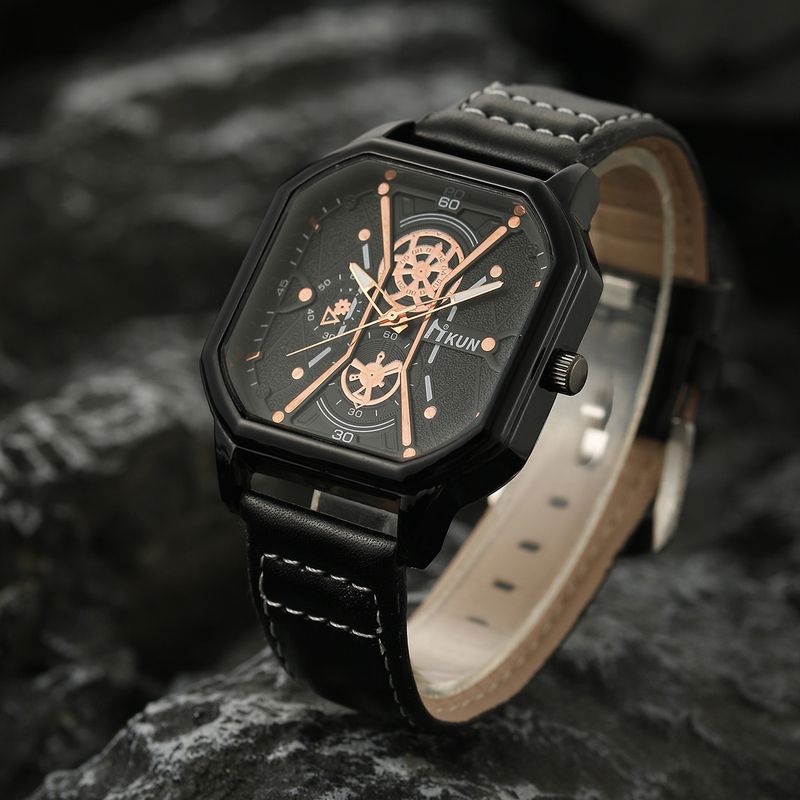 Unisex Accessories double layer square case belt casual sports personality bracelet set quartz watch_voghion.com