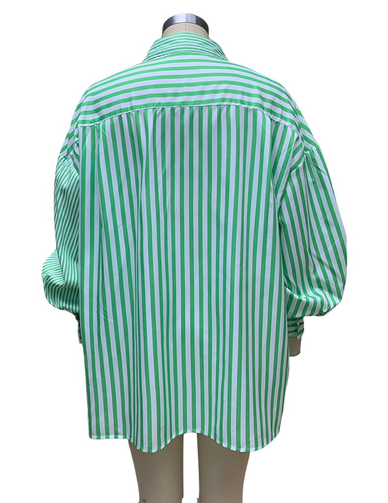 Abbigliamento da donna Camicia stile semplice e alla moda Camicia a righe a maniche lunghe_voghion.com
