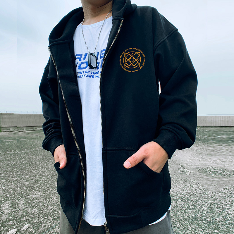 Felpa con cappuccio con cerniera di marca taglie forti Abito da coppia Primavera e autunno Maglione cardigan alla moda da uomo grasso_voghion.com