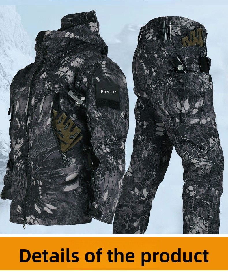 Chaqueta de invierno para hombre Shark Skin Soft Shell con forro polar, cálida, impermeable, cortavientos, para montañismo, esquí y ciclismo._voghion.com