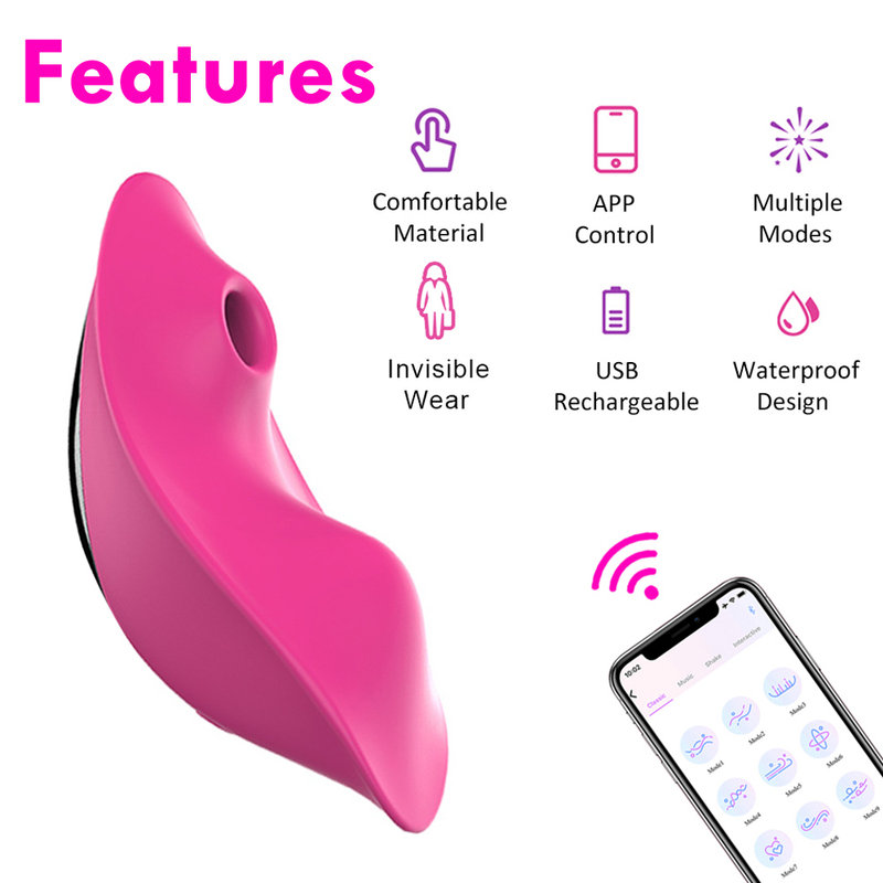 Draagbare Bluetooth vlinderzuigvibrator voor vrouwen Draadloze APP afstandsbediening Trillende slipjes Dild_voghion.com