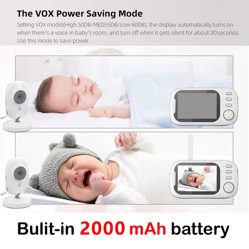 Monitor de bebé de 3,5 pulgadas para madres e hijos con videovigilancia en tiempo real y cámara mejorada._voghion.com