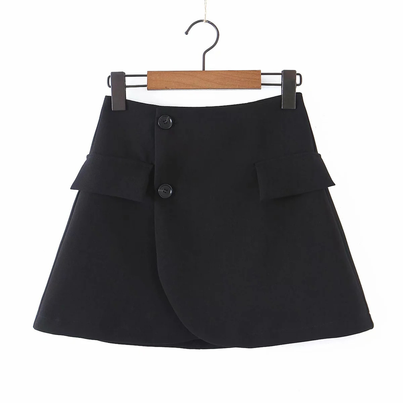 Dames 2021 Lente Nieuw Kort Pak Jasje Met Schuine Knopen + Hoge Taille Zak Rok_voghion.com
