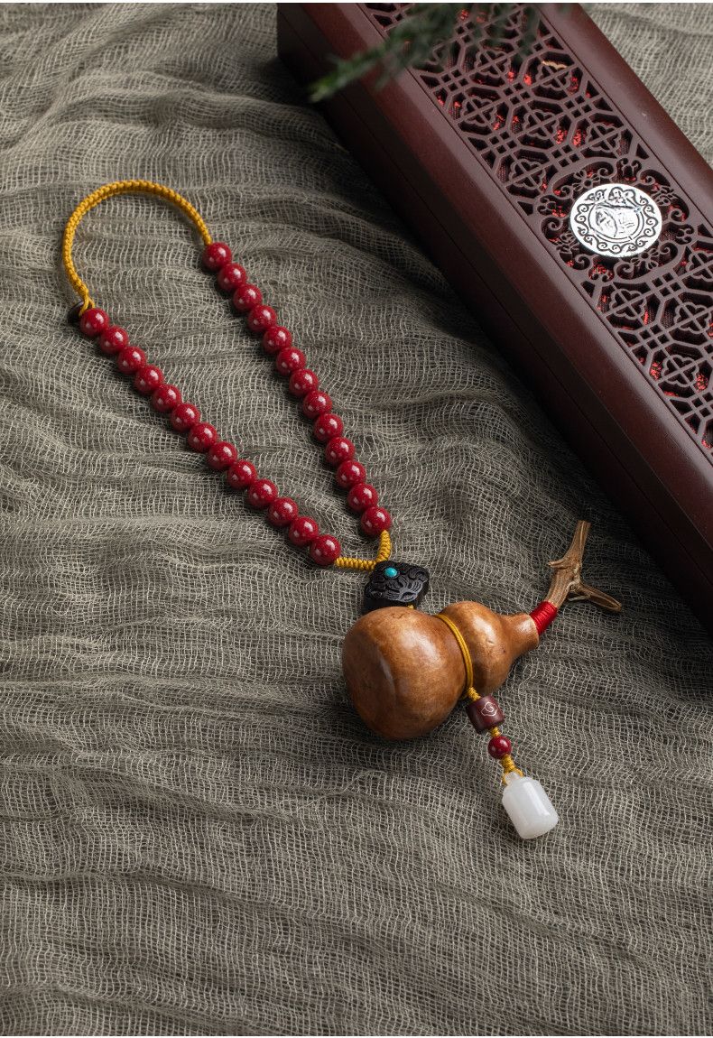 Peaceful Fortune Schlangenkopf-Kürbis aus natürlichem Walnussholz, hängender Dekorationsanhänger für den Rückspiegel, Auto_voghion.com