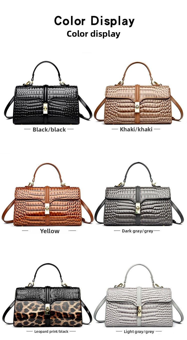 Nuova borsa da donna in pelle verniciata, a tracolla, con motivo coccodrillo_voghion.com