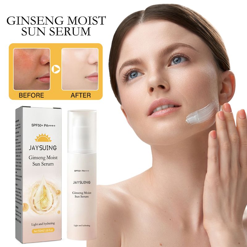 50ml Hidratáló esszencia Nem zsíros Hidratáló UV-szűrő Barnulásgátló Fehérítő napégés elleni védelem Ginzeng arcszérum Női ellátás_voghion.com