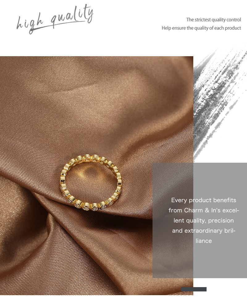 Anello semplice e versatile con design a nicchia, in ottone leggero di lusso placcato oro, con micro intarsi in zirconio bianco, anello per dito indice_voghion.com