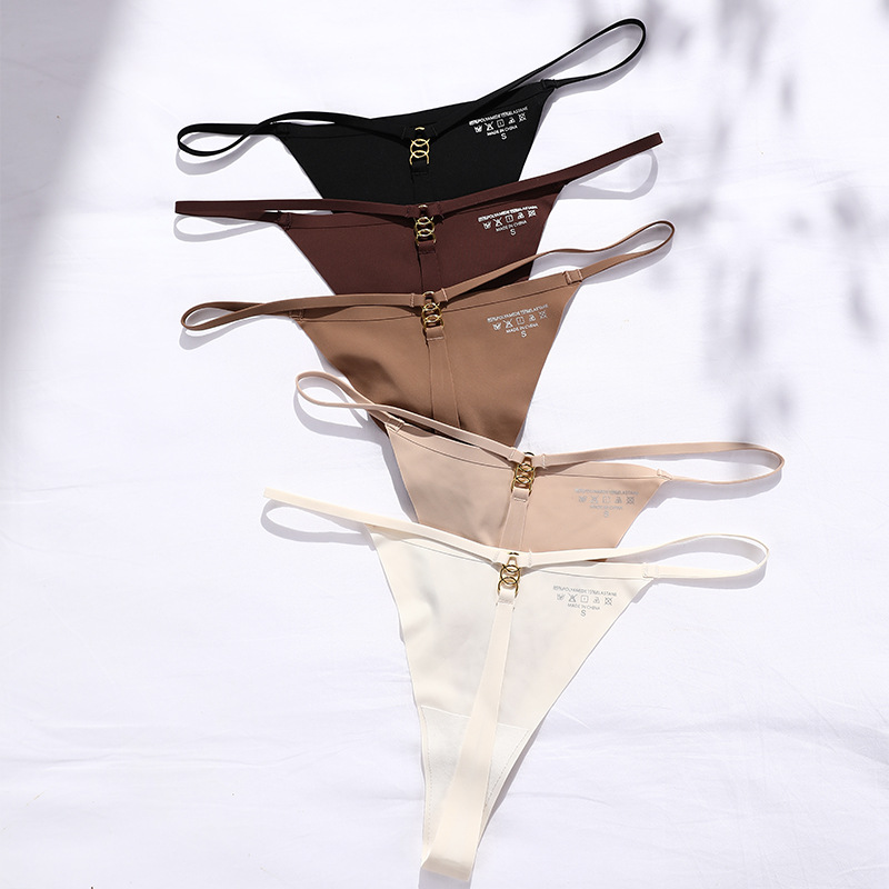 Ropa interior de mujer Sexy Traceless Tanga Bragas Cinturón fino Anillo Hebilla Calzoncillos_voghion.com