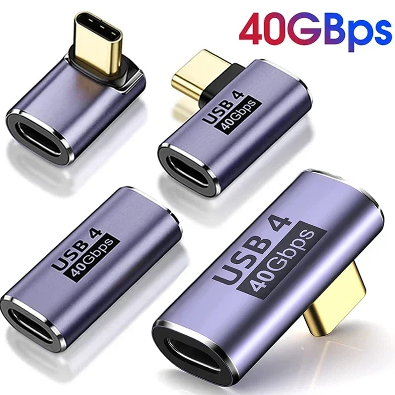 USB4.0 40 Gbit/s Adapter USB C Stecker auf Buchse 90 Grad 100 W Schnellladedatenkonverter für Laptop Tablet Telefon_voghion.com