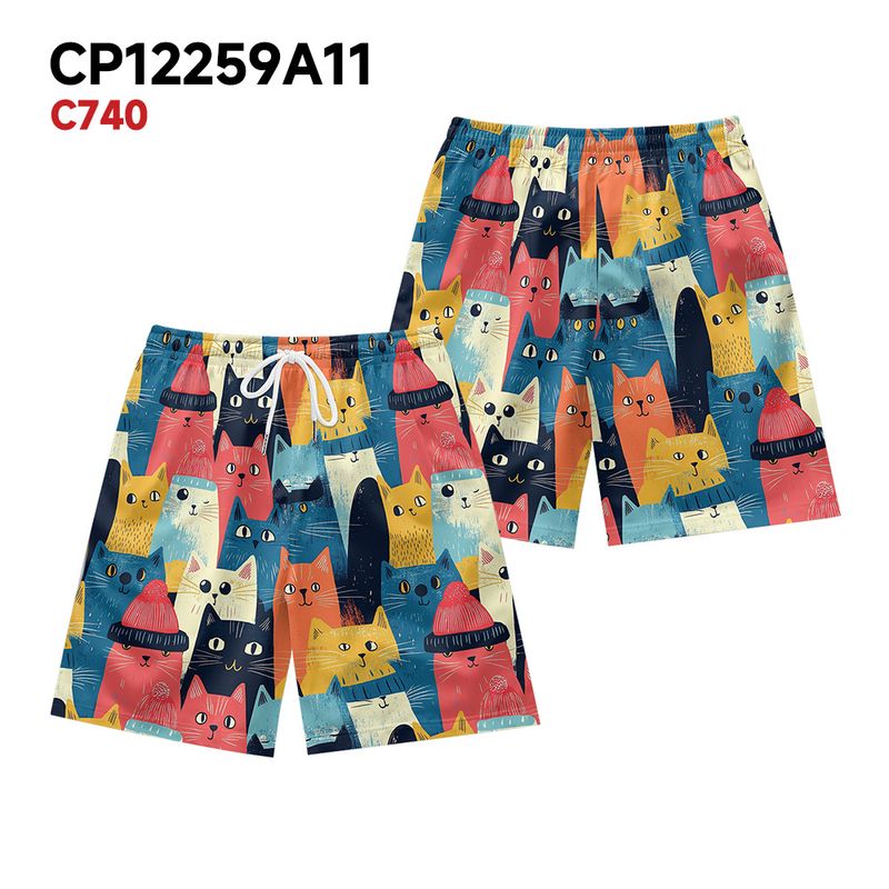 Unbeatable Quality New Men's Fitness Running Sports Basketball With Creative Cat Print Pattern Beach Shorts_voghion.com