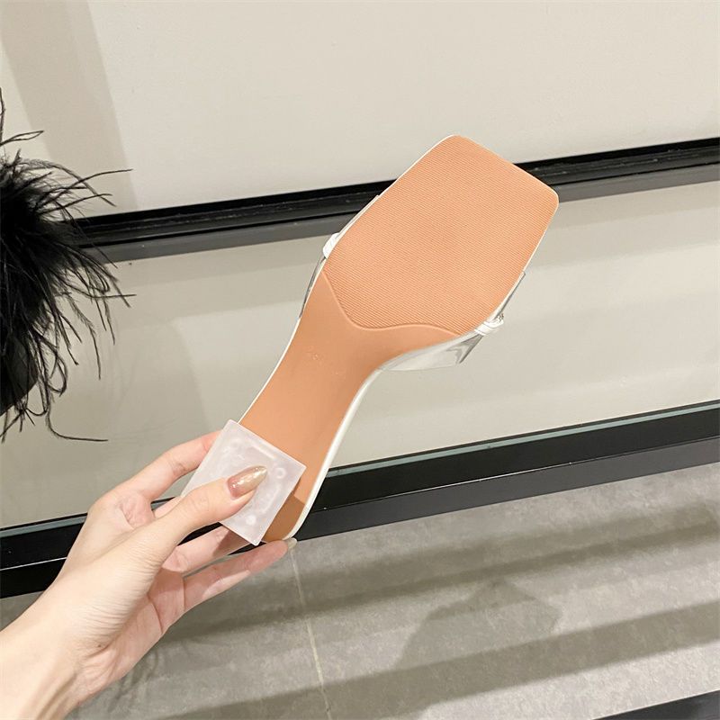 Diamantgefütterte Sanda für Damen mit freiliegenden Zehen, silberne Hausschuhe für modische Kleidung, trendige transparente Kristallhochzeit_voghion.com