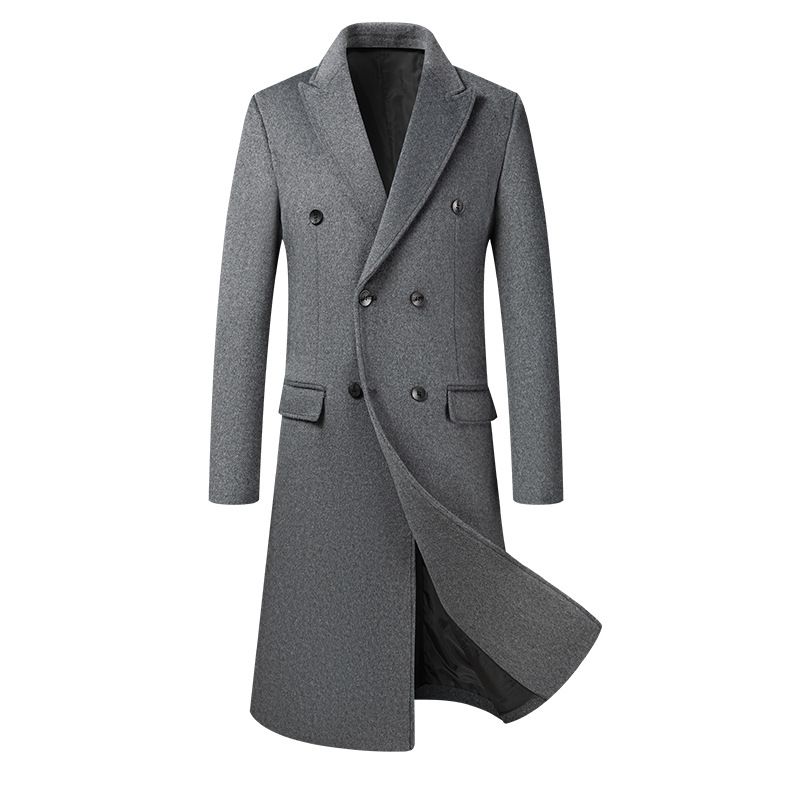 Langer Wollmantel für Herren – Zweireihiger, knielanger Wintermantel (30–50 % Wollmischung) – Britisch inspirierter Slim Fit für den urbanen Stil_voghion.com