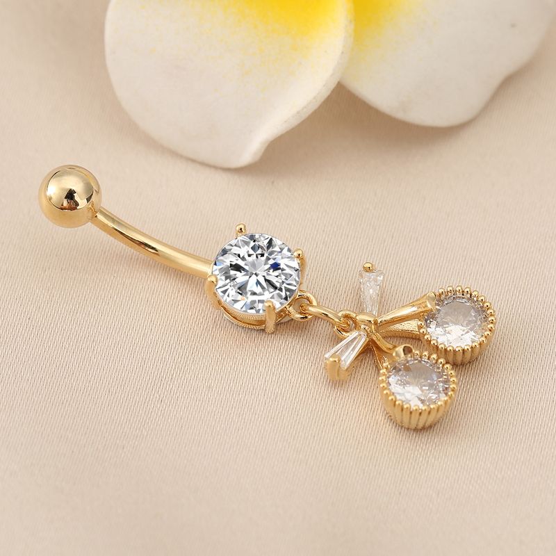Piercing per ombelico a forma di fiore di ciliegio - Gioiello per il corpo in acciaio inossidabile con diamanti_voghion.com
