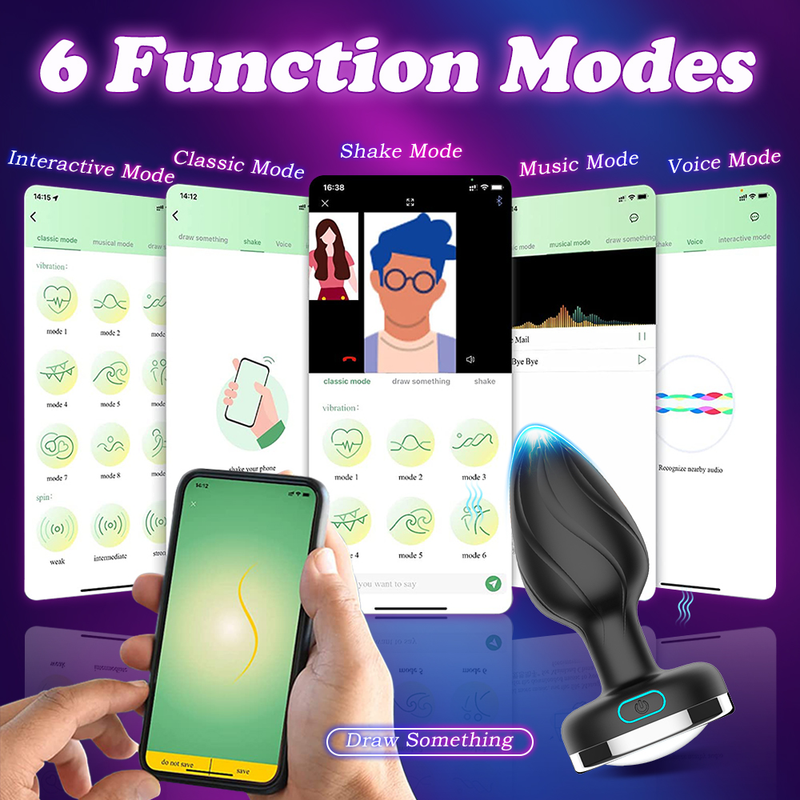 Plug Vibrating Butt LED Light Anal APP Vibrator Prostata-Massagegerät für Männer Fernbedienung Vibrator A_voghion.com