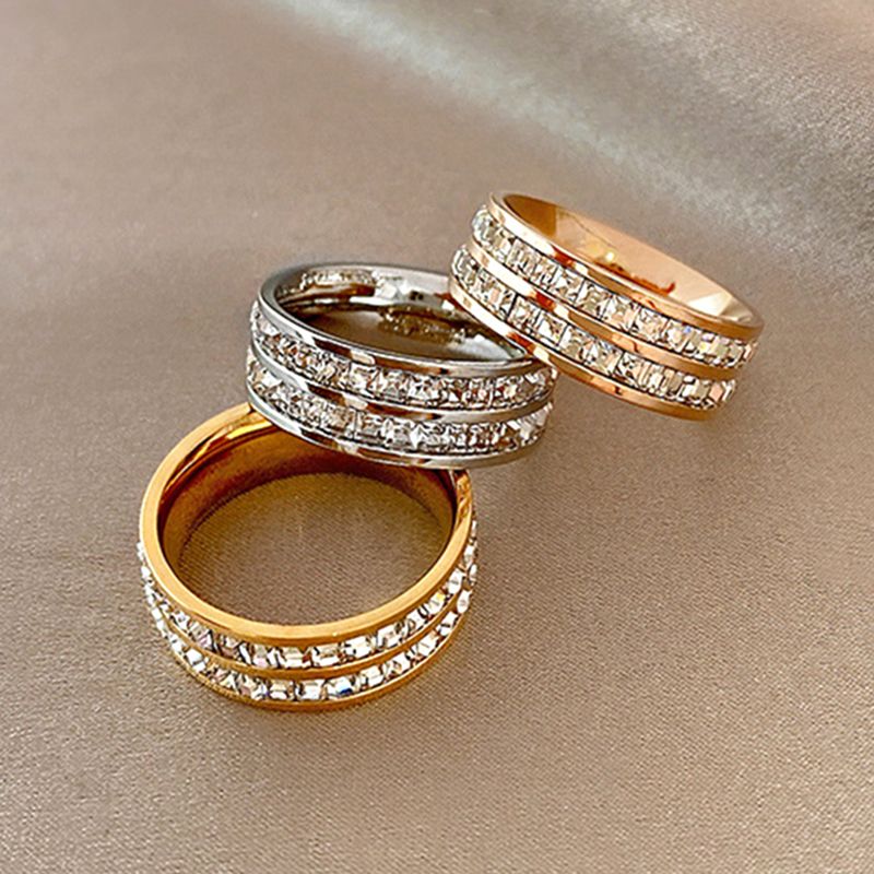 Moda Aço Inoxidável 316L Preenchido com Anéis Banhados a Ouro Real 14K para Mulheres temperamento Jóias AAA Zircônia Gypsophila_voghion.com