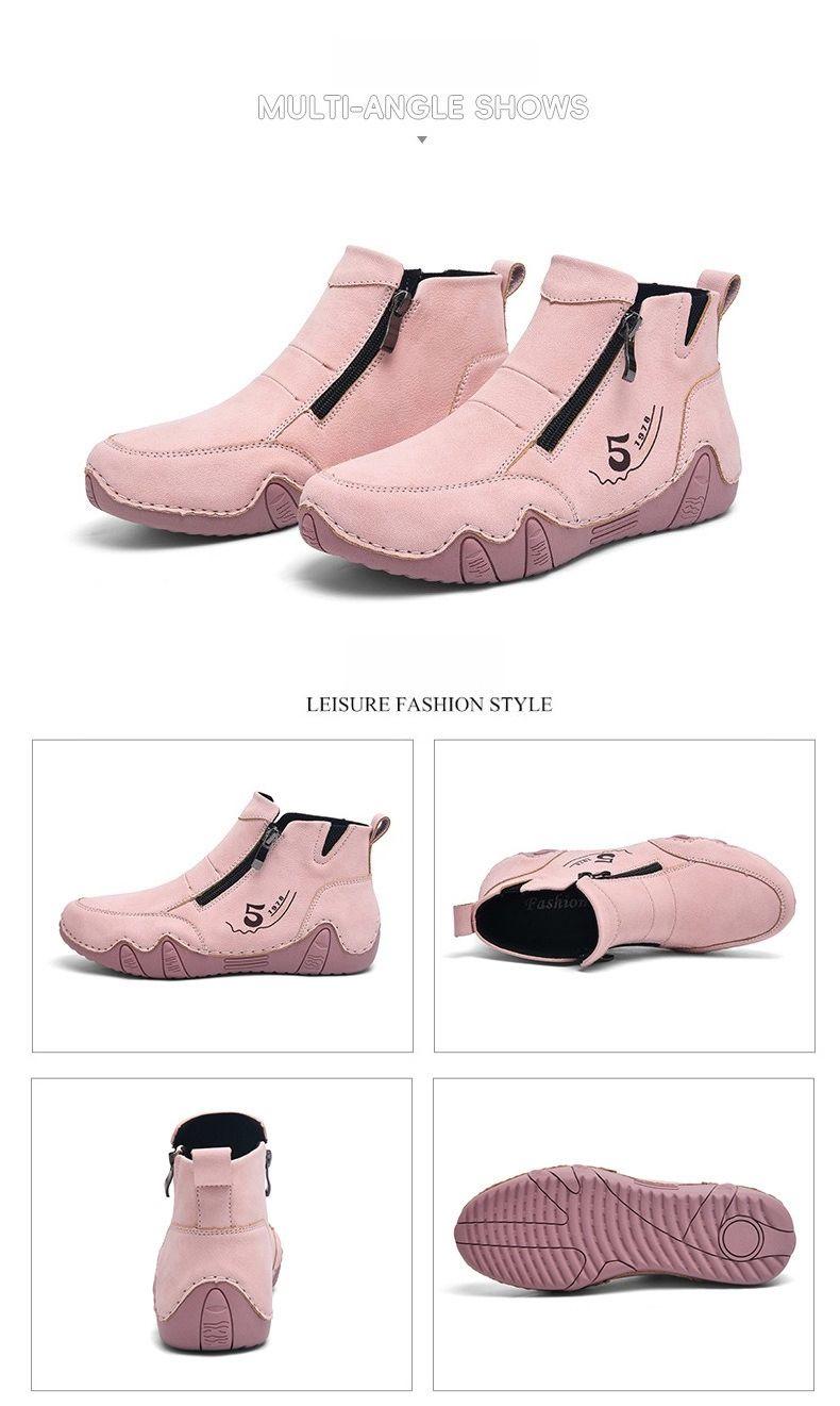 Neue Herren-Martin-Stiefel aus Leder mit hohem Schaft und Reißverschluss, beliebte handgenähte Damenschuhe, flache Schuhe für Herbst und Winter, Freizeitschuhe_voghion.com